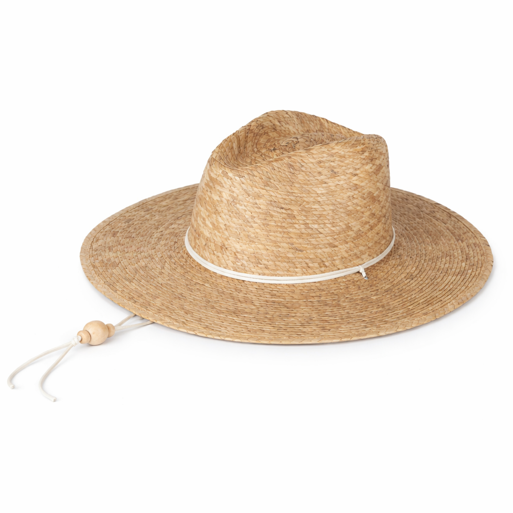 La Playa Straw Fedora Hat With Chin Cord