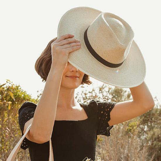 Wide Brim Felt Hat in Cream by Grace and Lace