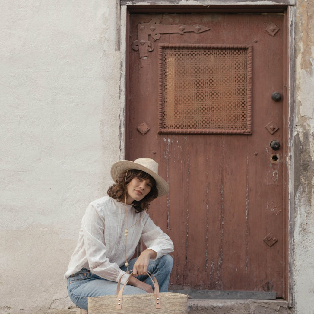 La Playa Straw Fedora Hat With Chin Cord