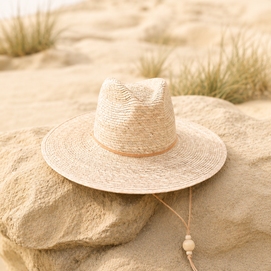 La Playa Fedora | Palm Straw Sun Hat with Chin Cord | LEAH