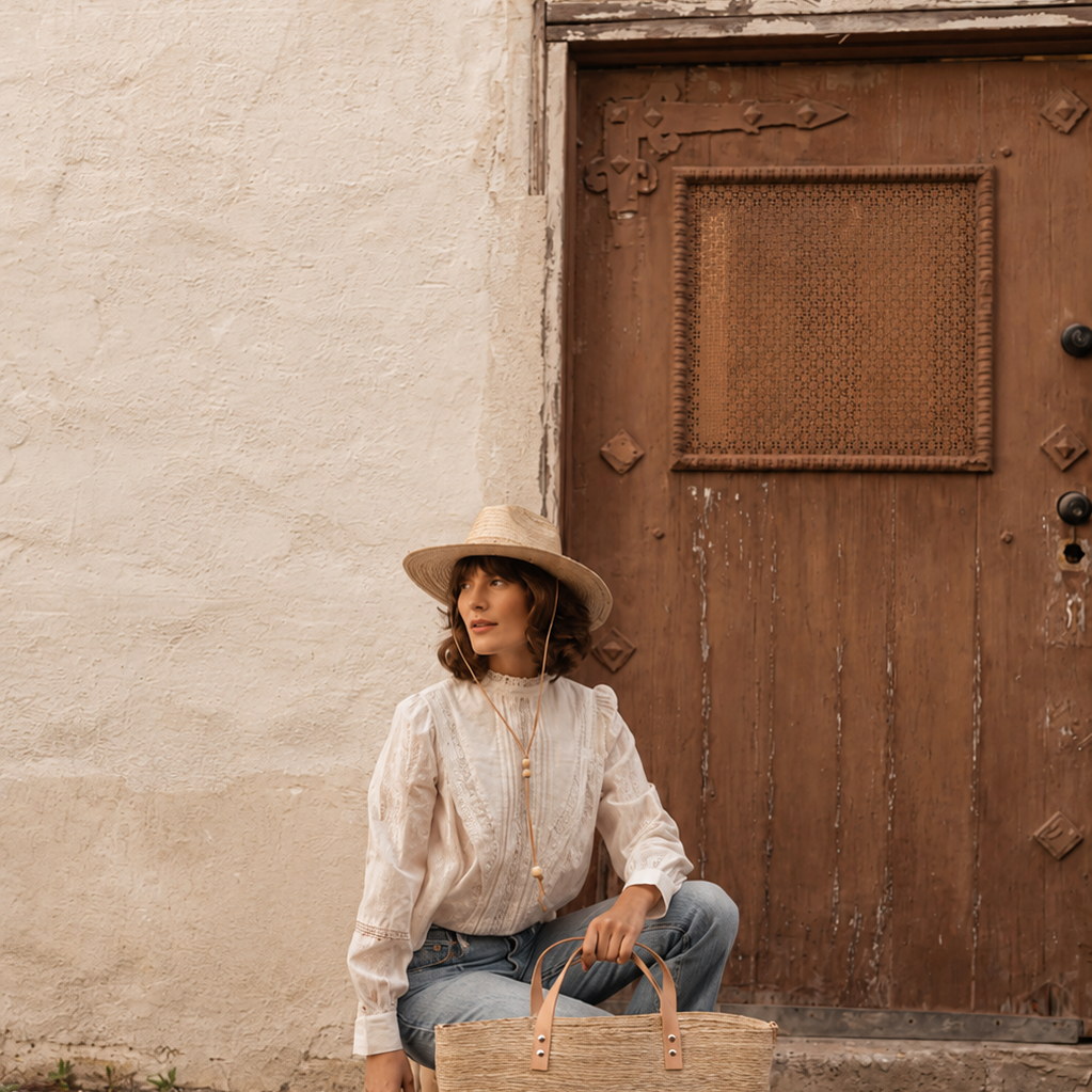 La Playa Fedora | Palm Straw Sun Hat with Chin Cord | LEAH