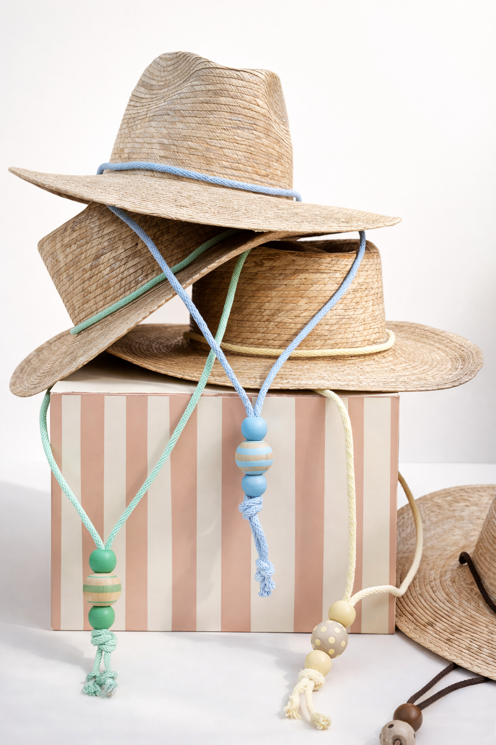 Straw Fedora Hat With Chin Cord