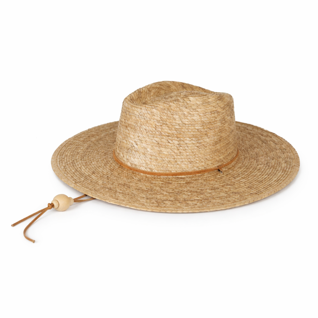 La Playa Straw Fedora Hat With Chin Cord