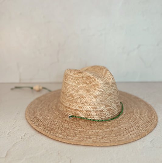 Straw Fedora Flat Brim + Chin Cord