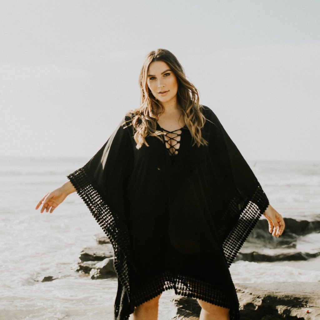 Leah boho lace robe in Ivory or Black –