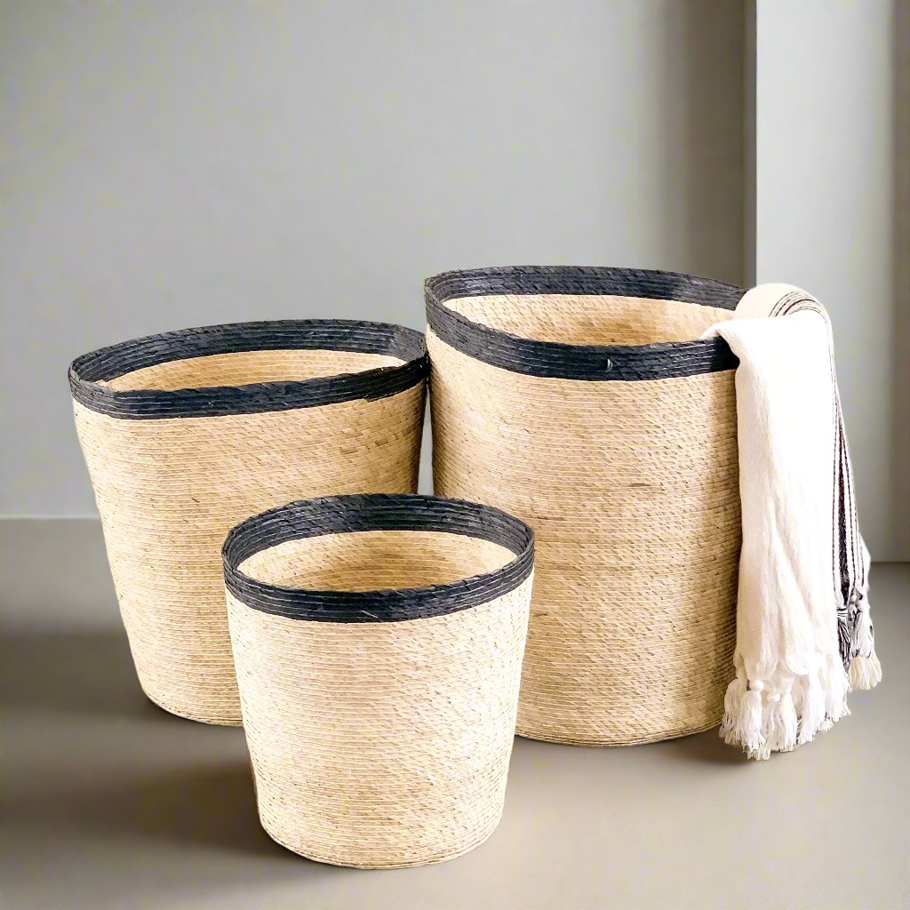 Store blankets,  produce, plants, and more in the Cardiff straw basket.