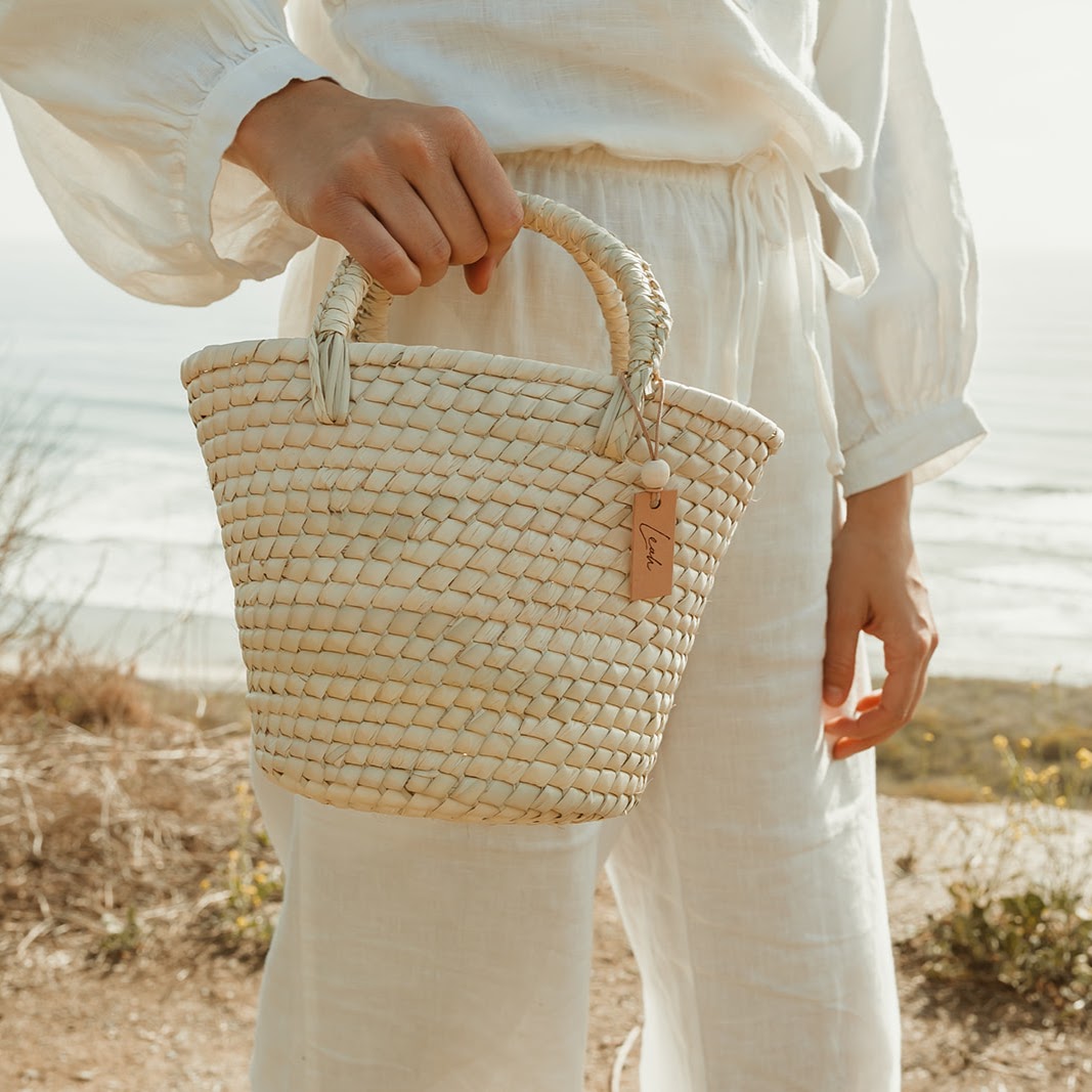 Mini Sunset Straw Basket Tote