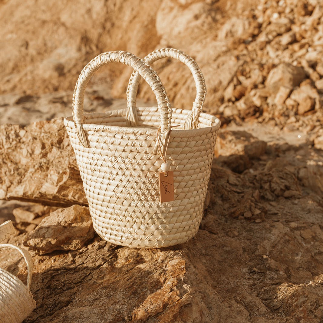 Mini Sunset Straw Basket Tote